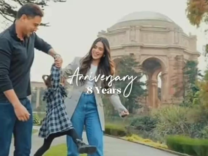 Foto dalam kolase yang diunggah Hamish Daud dalam rangka anniversary ke-8 pernikahan dengan Raisa.