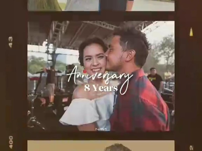 Foto dalam kolase yang diunggah Hamish Daud dalam rangka anniversary ke-8 pernikahan dengan Raisa.
