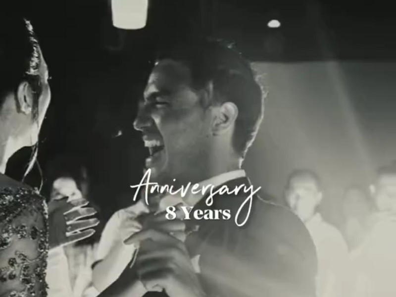 Foto dalam kolase yang diunggah Hamish Daud dalam rangka anniversary ke-8 pernikahan dengan Raisa.