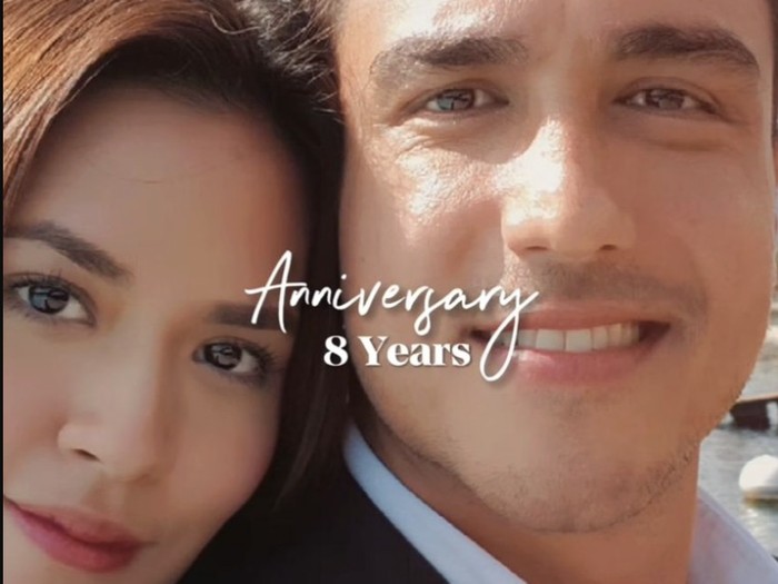 Foto dalam kolase yang diunggah Hamish Daud dalam rangka anniversary ke-8 pernikahan dengan Raisa.