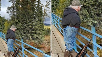 Sosok di Alaska, kepala dan badannya berbeda arah. Foto: Boredpanda