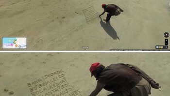 Seorang Pria Menulis Pesan Misterius di Tanjung Verde, Afrika, di Tepi Pantai Foto: Boredpanda