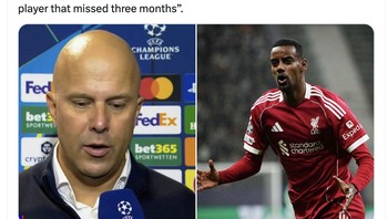 Kabar buruknya lagi, Arne Slot menyebut Isak kemungkinan cedera. Foto: X.com