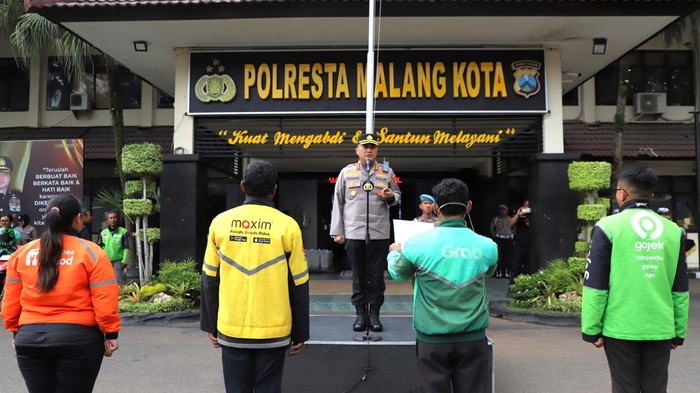 Apel kebangsaan dan deklarasi pengemudi ojek online di Polresta Malang Kota.