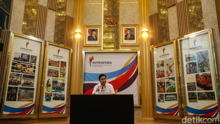 Begini Respons Menpora Erick Thohir soal Sikap IOC terhadap Indonesia Menteri Pemuda dan Olahraga Erick Thohir melakukan konferensi pers di Kemenpora, Jakarta, Jumat. (24/10/2025).