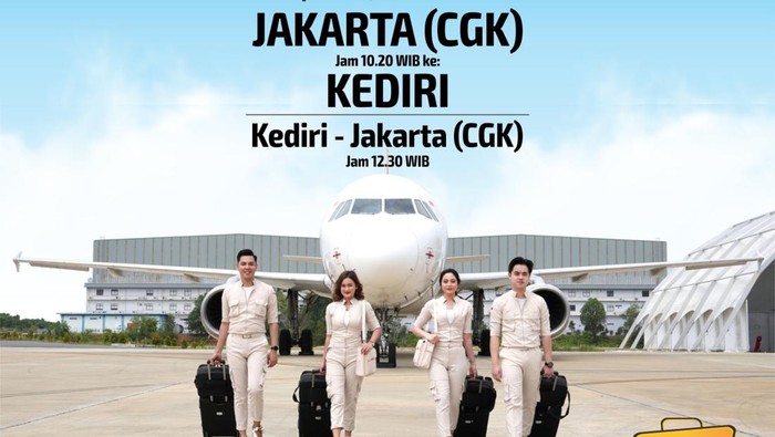 e-flyer rute penerbangan perdana Super Air Jet untuk rute Jakarta-Kediri ke Bandara Dhoho.