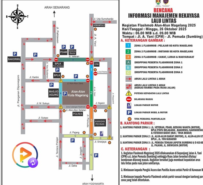 Pemkot Magelang Flyer rencana rekayasa arus lalin saat fleshmob batik pada Minggu (26/10/2025).