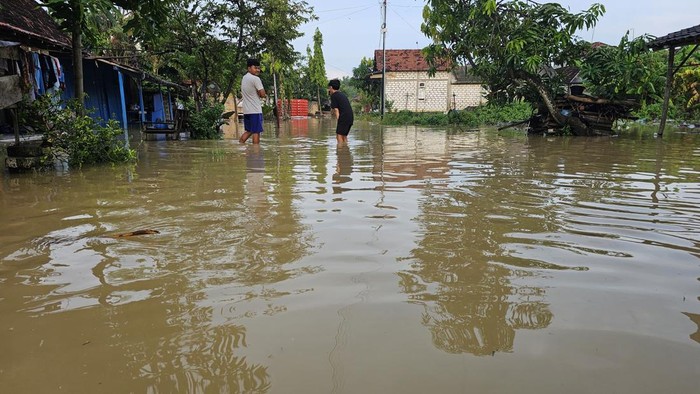 Permukiman warga Desa Ketitang Wetan Kecamatan Batangan terendam banjir, Jumat (24/10/2025).