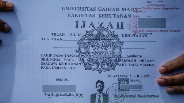 Potret Salinan Ijazah Joko Widodo dari Komisi Pemilihan Umum RI