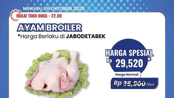 Ayam Broiler Dijual Cuma Rp 29 Ribuan Per Ekor di Transmart Full Day Sale! Ayam Broiler Dijual Cuma Rp 29 Ribuan Per Ekor di Transmart Full Day Sale!