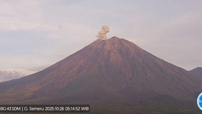 Gunung Semeru Gunung Semeru kembali erupsi pada Minggu pagi (26/10/2025). ANTARA/HO-PVMBG