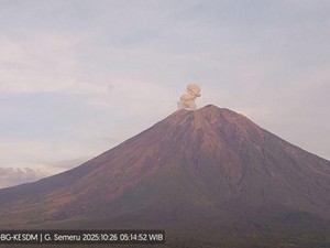 Gunung Semeru Erupsi 2 Kali Pagi Ini, Tinggi Letusan Capai 700 Meter