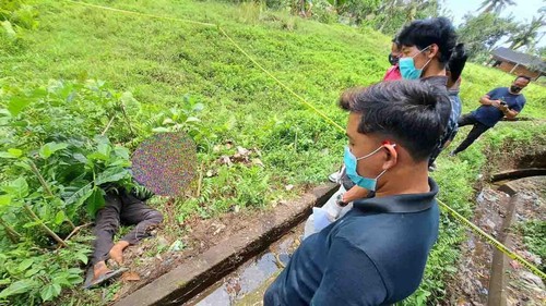 Mandor proyek dibunuh dengan gergaji di Pejeng, Tampaksiring, Gianyar, Bali, Sabtu (25/10/2025). (Polres Gianyar)