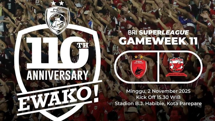 PSM Makassar merayakan HUT ke-110 saat menghadapi Madura United di Stadion Gelora BJ Habibie, Parepare. PSM Makassar merayakan HUT ke-110 saat menghadapi Madura United di Stadion Gelora BJ Habibie, Parepare.