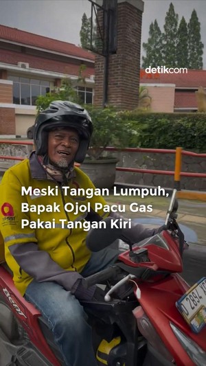 Video: Tangan Kanan Lumpuh, Bapak Ojol Ini Pacu Gas Pakai Tangan Kiri