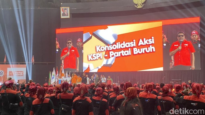 Buruh gelar konsolidasi di JCC. (Devi/detikcom)