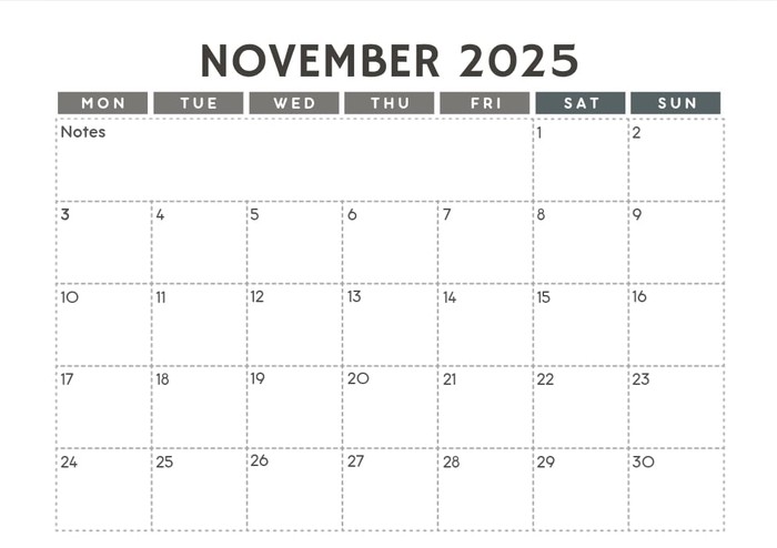 Kalender November 2025
