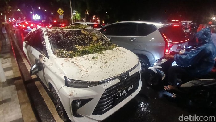Penampakan Mobil Ringsek Tertimpa Pohon di Dharmawangsa Jaksel Hujan deras dan angin kencang membuat mobil Toyota Avanza tertimpa pohon di Jalan Darmawangsa Raya, Jaksel, Kamis (30/10/2025).