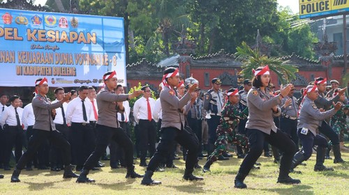 Apel kesiapan pengamanan yang digelar di Mapolres Buleleng, Jumat (31/10/2025)