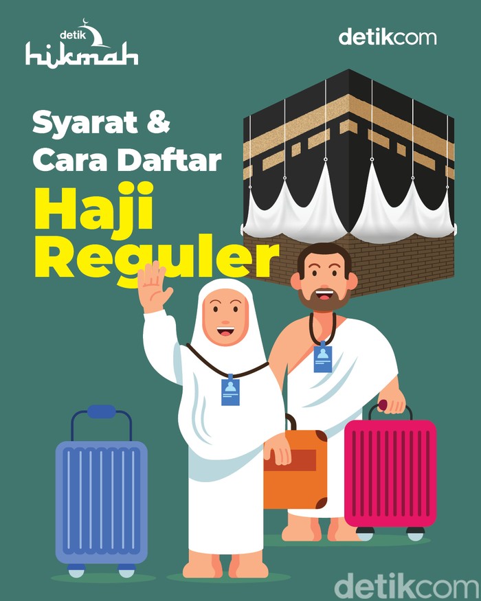 Infografis Syarat dan Cara Daftar Haji Reguler.