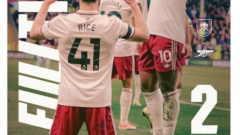 Arsenal menang 2-0 atas Burnley. Foto: X.com