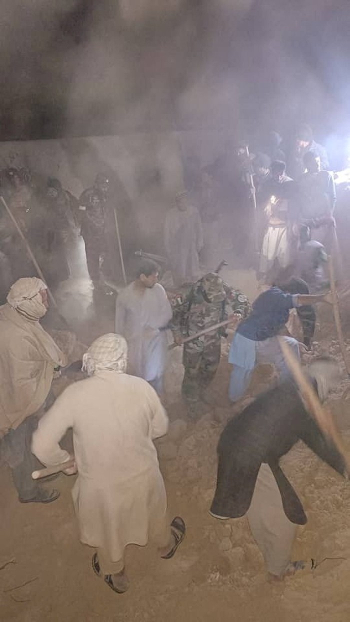 Rescuers work following an earthquake at an unidentified location in Afghanistan, in this handout image released on November 3, 2025. Afghanistan Ministry of Defence (MOD)/Handout via REUTERS THIS IMAGE HAS BEEN SUPPLIED BY A THIRD PARTY. VERIFICATION: Reuters was not able to independently verify the location and date of the images. But the U.S. Geological Survey confirmed the quake near Mazar-e Sharif, Afghanistan early on Monday.