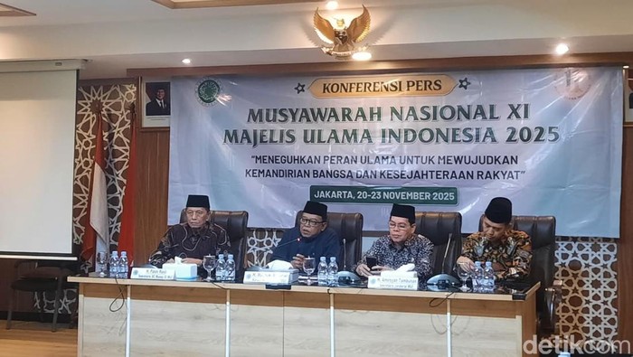 Jumpa pers jelang Munas MUI 20-23 November 2025. (Rachma Indira Satrio/detikcom)