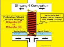 Jalan Kabupaten Ruas Ngawen-Kenteng Ditutup Mulai Hari Ini
