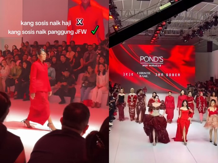 Wanita yang sehari-hari sebagai ibu rumah tangga dan penjual sosis ini membagikan pengalamannya saat tampil di panggung Jakarta Fashion Week (JFW) 2026. Postingan tersebut langsung viral di media sosial.