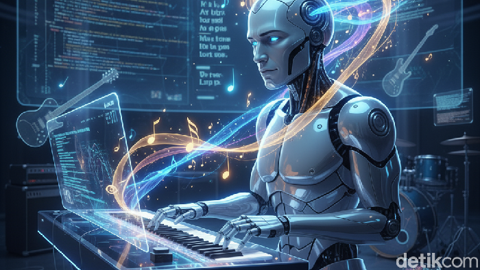 Ilustrasi membuat lagu pakai AI.