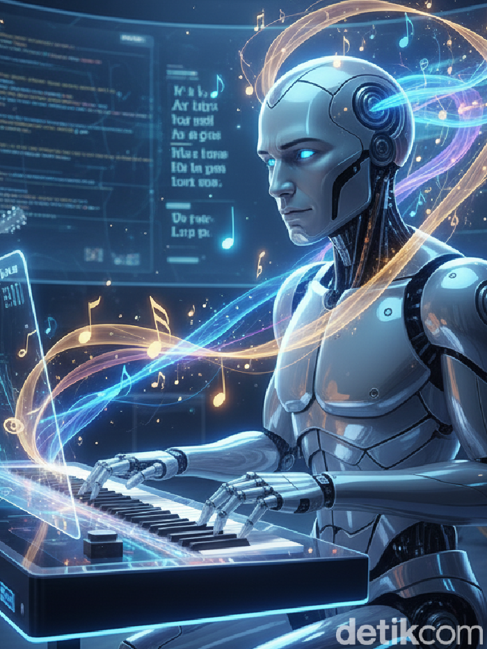 Ilustrasi membuat lagu pakai AI.