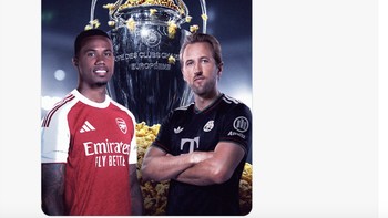 Arsenal dan Bayern Munich yang menang terus di Liga Champions akan bertemu. Siapa lebih hebat? Foto: X.com