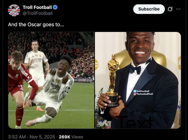 Meme Kocak Liverpool Vs Madrid: Vinicius Layak Dapat Oscar!