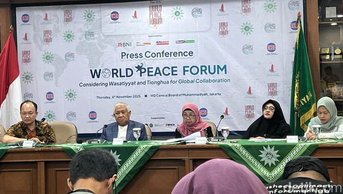 Jumpa pers World Peace Forum ke-9 di Jakarta. (Adhfar Aulia Syuhada/detikcom)