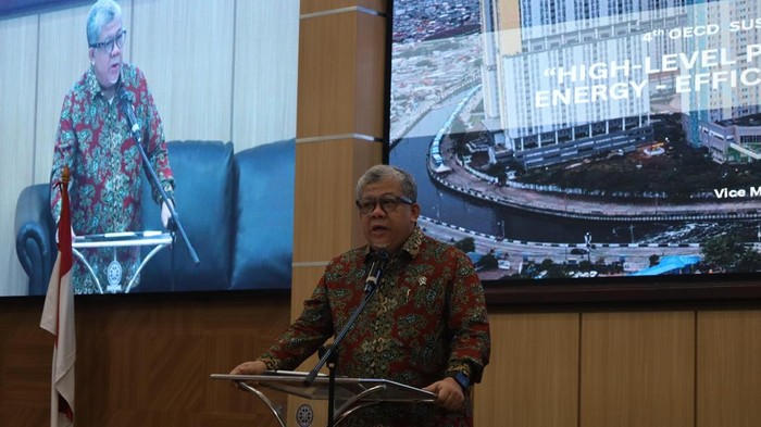 Wamen PKP, Fahri Hamzah, saat pidato pembukaan diskusi internasional Habitechno 7 di Kampus Unud Bukit Jimbaran, Badung, Kamis (6/11/2025). (Aryo Mahendro/detikBali)
