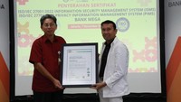 Bank Mega meraih sertifikasi ISO 27001:2022 dan ISO 27701:2019 sebagai bukti komitmen perlindungan data dan privasi nasabah di era digital.