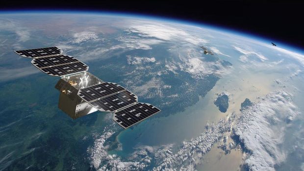 Ilustrasi satelit di orbit