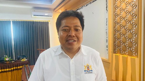 Ketua Kadin Karangasem, I Gede Budi Hartawan, saat ditemui seusai muskab, Jumat (7/11/2025). (I Wayan Selamat Juniasa/detikBali)