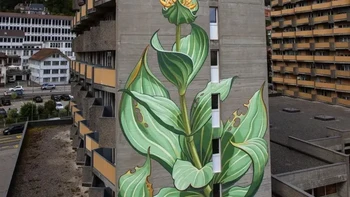 Gentiana Lutea karya Mona Caron di Le Locle, Swiss. Foto: via StreetArtUtopia