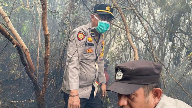 Pamapta Polres Kampar hingga TNI turun memadamkan karhutla di Kabupaten Kampar.