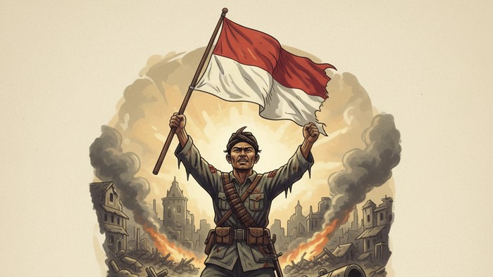Ilustrasi lagu wajib Hari Pahlawan.