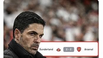 Untuk pertama kali musim ini, Arsenal kebobolan dua gol. Foto: X.com