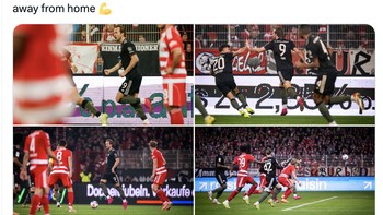 Tim ini tidak pernah menyerah. Tidak menang, tapi poin penting di laga away, tulis Harry Kane di X. Foto: X.com