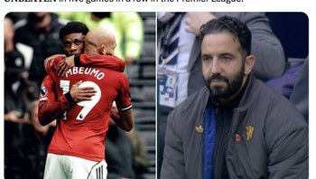 Untuk pertama kalinya di bawah Ruben Amorim, MU tidak kalah dalam 5 laga berurutan.Foto: X.com