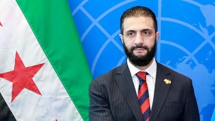 Syrian President Ahmed al-Sharaa visits with UN Secretary-General Antonio Guterres (off frame) during the United Nations General Assembly at the UN headquarters in New York City on September 24, 2025. (Photo by Kena Betancur / AFP)