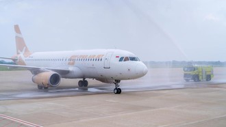Bandara Dhoho Kediri Sambut Penerbangan Perdana Super Air Jet dari Jakarta