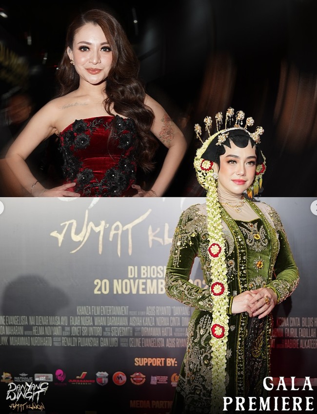 Penampilannya disempurnakan dengan perhiasan bernuansa emas, mulai dari cincin besar bermotif bunga, kalung berlian kecil, hingga giwang berkilau. Aksesori yang dikenakannya itu menambah kesan glamor pada keseluruhan tampilan. Foto: Instagram/@khanza.film