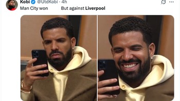 Reaksi awal mengetahui  Man City menang dan setelah tahu kalau mengakalahkan Liverpool. Foto: X.com