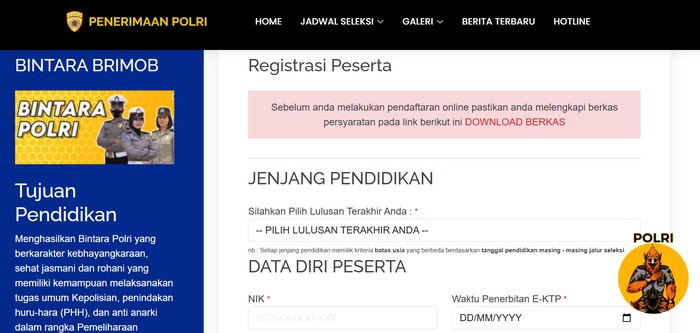 PENDAFTARAN BINTARA BRIMOB POLRI NOVEMBER 2025.
