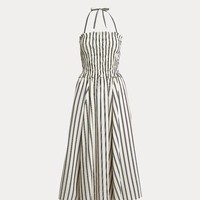 Dari brand Polo Ralph Lauren, ada midi dress yang mendadak paling dicara setelah Taylor Swift memakainya saat dilamar Travis Kelce. Striped Silk-Blend Dress dijual seharga US$ 268 atau sekitar Rp 4,5 juta. Namun, produk ini sudah sold-out di situs resmi Ralph Lauren. (Foto: Dok. Ralph Lauren)